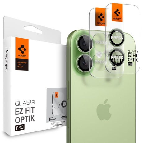 Spigen Optik.tR EZ Fit Pro Camera Glass folie de protecție pentru cameră, verde, iPhone 17 / iPhone 16 Plus / iPhone 16