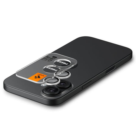 Folie de protectie Spigen (set de 2) Optik.tR EZ Fit Pro Camera Glass (AGL10126) compatibil cu iPhone 17 / iPhone 16 Plus / iPhone 16, Argintiu