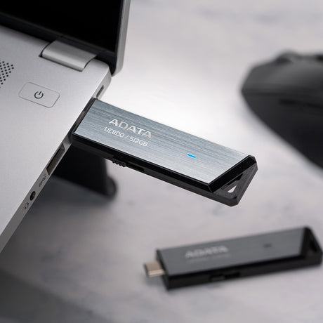 Stocare Adata Memory Stick UE800 (AELI-UE800-256G-CSG), Type-C (USB 10Gbps), 256GB, Up to 1,000/950MB/s, Metal Texture, Argintiu