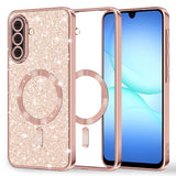 Husa de protectie Techsuit Luxury Glitter MagSafe compatibil cu Samsung Galaxy A17 5G / A17 4G / M17 / F17, Roz Auriu