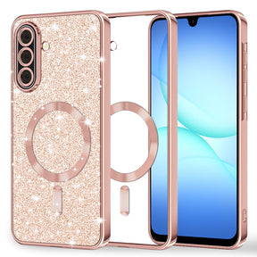 Husa de protectie Techsuit Luxury Glitter MagSafe compatibil cu Samsung Galaxy A17 5G / A17 4G / M17 / F17, Roz Auriu