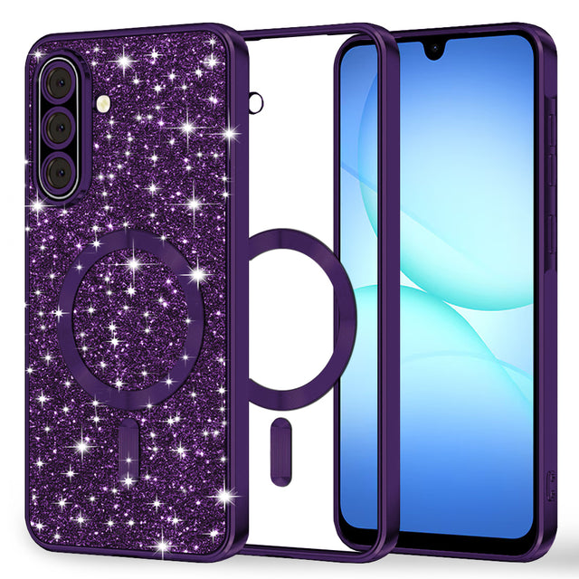 Husa de protectie Techsuit Luxury Glitter MagSafe compatibil cu Samsung Galaxy A17 5G / A17 4G / M17 / F17, Mov Inchis