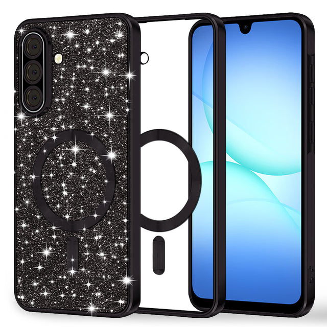 Husa de protectie Techsuit Luxury Glitter MagSafe compatibil cu Samsung Galaxy A17 5G / A17 4G / M17 / F17, Negru
