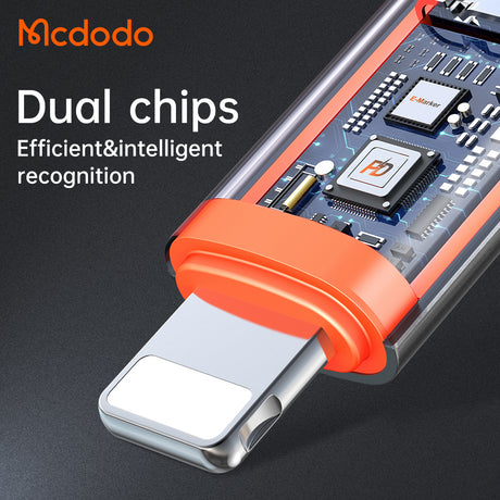 Adaptor Mcdodo Adapter (OT-0510), with Silicone Hook, Aluminium Alloy, Type-C to Lightning, 36W Portable Design, Gri