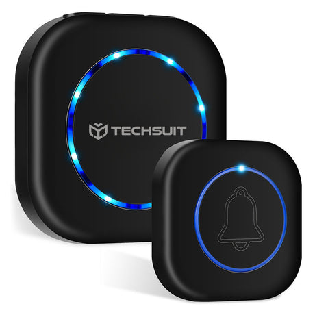 Gadget Techsuit Premium Wireless Doorbell Buzzzly (SU1), Waterproof, 38 Unique Tune, 4 Volume Levels, 5 Modes Music/Flash, Negru