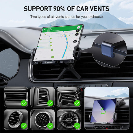 Suport Techsuit Premium with Wireless Charging ModoDock (SW1), for Air Vent, 90° Intelligent Rotation, 15W, Negru