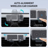 Suport Techsuit Premium with Wireless Charging ModoDock (SW1), for Air Vent, 90° Intelligent Rotation, 15W, Negru