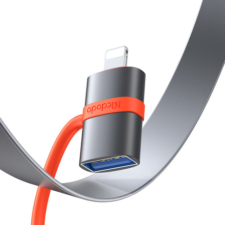 Adaptor Mcdodo Adapter (OT-2600), with Silicone Hook, Aluminium Alloy, USB to Lightning, 480Mbps, Portable Design, Gri