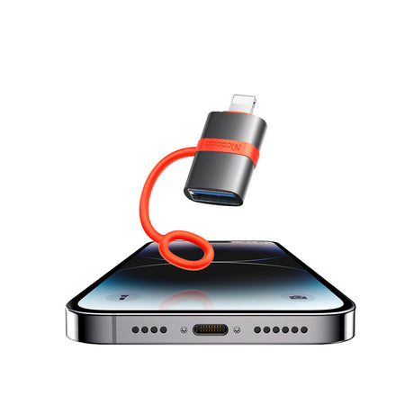 Adaptor Mcdodo Adapter (OT-2600), with Silicone Hook, Aluminium Alloy, USB to Lightning, 480Mbps, Portable Design, Gri