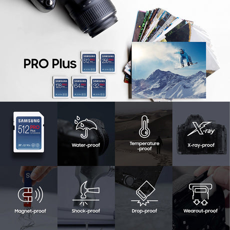 Stocare Samsung Memory Card PRO Plus + Reader Full Size (MB-SD256KB/WW), SDXC, 256GB, UHS-I, U3, V30, A2, 160MB/s, Albastru /White