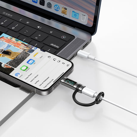 Adaptor Mcdodo Adapter Pigeon Series (OT-2620), with Silicone Hook, Aluminium Alloy, USB-C to USB-C, 240W, Portable Design, Negru