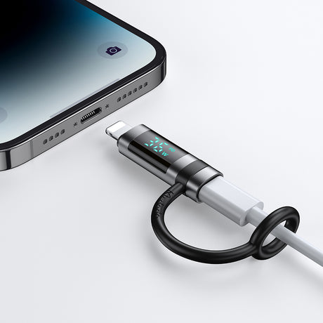 Adaptor Mcdodo Adapter Pigeon Series (OT-2610), with Silicone Hook, Aluminium Alloy, USB-C to Lightning 36W, HD LED Display, Negru