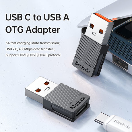 Adaptor Mcdodo OTG Adapter (OT-6970), Type-C to USB 3.0 Convertor, Ultra-fast Data Sync, TPE, 5A, Negru