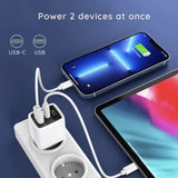 Incarcator Techsuit LEDChargX (CH3), Type-C, USB, GaN Technology, Fast Charge, LED Display, PD35W, Alb