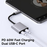 Adaptor Mcdodo Audio Adapter Wales Series (CA-5570), Type-C to Type-C, Aluminum Alloy, Nylon, High Resolution, PD60W, 12.5cm, Gri