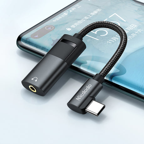 Adaptor Mcdodo Audio Adapter (CA-1880), Type-C to Type-C, 3.5mm, PD60W Charging+ Music Play+Call Function, 0.1m, Negru