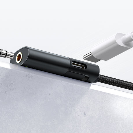 Adaptor Mcdodo Audio Adapter (CA-1880), Type-C to Type-C, 3.5mm, PD60W Charging+ Music Play+Call Function, 0.1m, Negru
