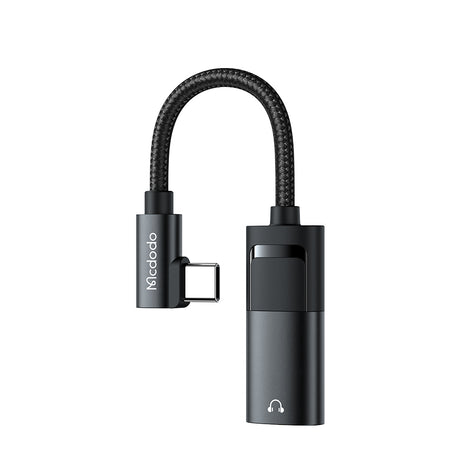 Adaptor Mcdodo Audio Adapter (CA-1880), Type-C to Type-C, 3.5mm, PD60W Charging+ Music Play+Call Function, 0.1m, Negru
