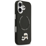 Husa de protectie Karl Lagerfeld Leather K&C Pins MagSafe (KLHMP17SPSMLRKCK) compatibil cu iPhone 17, Negru