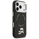 Husa de protectie Karl Lagerfeld Leather K&C Pins MagSafe (KLHMP17LPSMLRKCK) compatibil cu iPhone 17 Pro, Negru