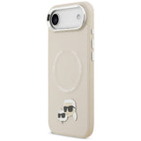Husa de protectie Karl Lagerfeld Leather K&C Pins MagSafe (KLHMP17MPSMLRKCE) compatibil cu iPhone 17 Air, Bej