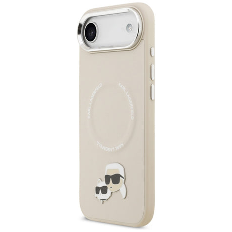 Husa de protectie Karl Lagerfeld Leather K&C Pins MagSafe (KLHMP17MPSMLRKCE) compatibil cu iPhone 17 Air, Bej