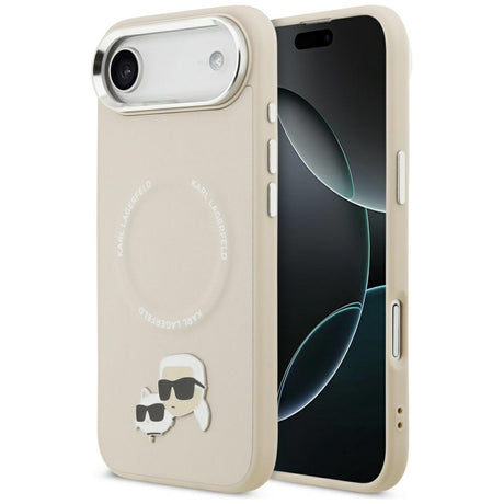 Husa de protectie Karl Lagerfeld Leather K&C Pins MagSafe (KLHMP17MPSMLRKCE) compatibil cu iPhone 17 Air, Bej