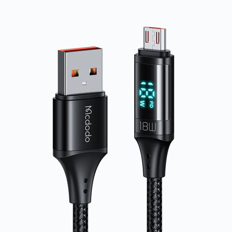 Cablu Mcdodo (CA-1070), USB 2.0 to Micro-USB, with Digital Display, Nylon Braided, Aluminum Alloy, 3A, 1.2m, Negru