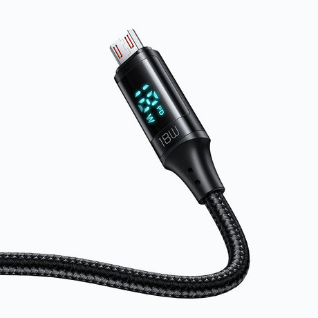 Cablu Mcdodo (CA-1070), USB 2.0 to Micro-USB, with Digital Display, Nylon Braided, Aluminum Alloy, 3A, 1.2m, Negru