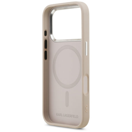 Husa de protectie Karl Lagerfeld Leather Karl & Choupette Pins MagSafe (KLHMP17LPSMLRKCP) compatibil cu iPhone 17 Pro, Roz