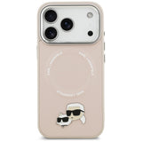Husa de protectie Karl Lagerfeld Leather Karl & Choupette Pins MagSafe (KLHMP17XPSMLRKCP) compatibil cu iPhone 17 Pro Max, Roz
