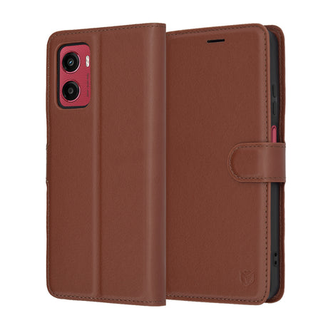 Husa de protectie Techsuit Leather Folio compatibil cu Motorola Moto G05 / E15, Maro