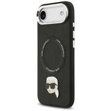 Husa de protectie Karl Lagerfeld Leather Karl Pin MagSafe (KLHMP17MPSMLRKLK) compatibil cu iPhone 17 Air, Negru