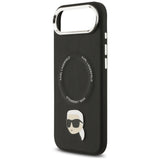 Husa de protectie Karl Lagerfeld Leather Karl Pin MagSafe (KLHMP17MPSMLRKLK) compatibil cu iPhone 17 Air, Negru
