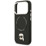 Husa de protectie Karl Lagerfeld Leather Karl Pin MagSafe (KLHMP17XPSMLRKLK) compatibil cu iPhone 17 Pro Max, Negru