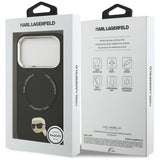 Husa de protectie Karl Lagerfeld Leather Karl Pin MagSafe (KLHMP17XPSMLRKLK) compatibil cu iPhone 17 Pro Max, Negru