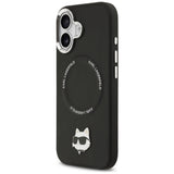 Husa de protectie Karl Lagerfeld Leather Choupette Pin MagSafe (KLHMP17SPSMLRCHK) compatibil cu iPhone 17, Negru