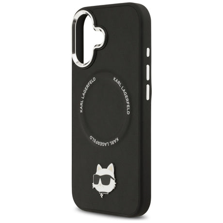 Husa de protectie Karl Lagerfeld Leather Choupette Pin MagSafe (KLHMP17SPSMLRCHK) compatibil cu iPhone 17, Negru