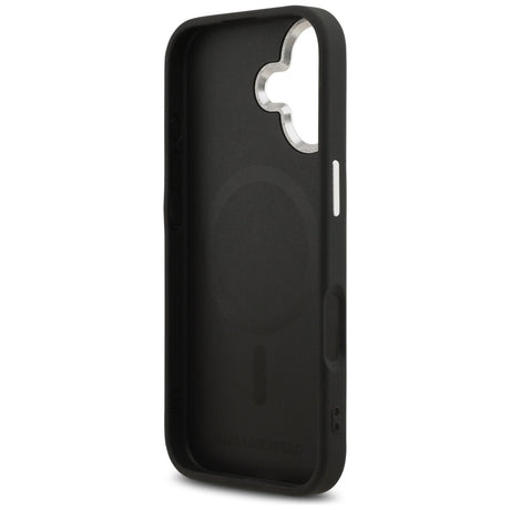 Husa de protectie Karl Lagerfeld Leather Choupette Pin MagSafe (KLHMP17SPSMLRCHK) compatibil cu iPhone 17, Negru