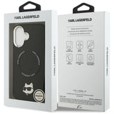 Husa de protectie Karl Lagerfeld Leather Choupette Pin MagSafe (KLHMP17SPSMLRCHK) compatibil cu iPhone 17, Negru