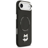 Husa de protectie Karl Lagerfeld Leather Choupette Pin MagSafe (KLHMP17MPSMLRCHK) compatibil cu iPhone 17 Air, Negru