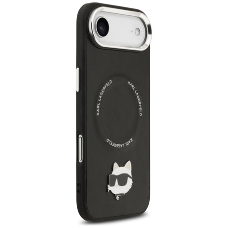 Husa de protectie Karl Lagerfeld Leather Choupette Pin MagSafe (KLHMP17MPSMLRCHK) compatibil cu iPhone 17 Air, Negru