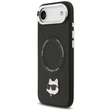 Husa de protectie Karl Lagerfeld Leather Choupette Pin MagSafe (KLHMP17MPSMLRCHK) compatibil cu iPhone 17 Air, Negru