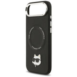 Husa de protectie Karl Lagerfeld Leather Choupette Pin MagSafe (KLHMP17MPSMLRCHK) compatibil cu iPhone 17 Air, Negru
