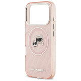 Husa de protectie Karl Lagerfeld IML Glitter K&C Heads Logo MagSafe (KLHMP17LHMKBKCHOP) compatibil cu iPhone 17 Pro, Roz