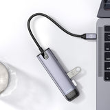 Hub/Dock Mcdodo Hub (HU-7740), 6in1, 2x USB3.0, Type-C PD100W, HDMI 4K, SD/TF Card Slot, 5Gbps, 2TB, Type-C Cable, Gri