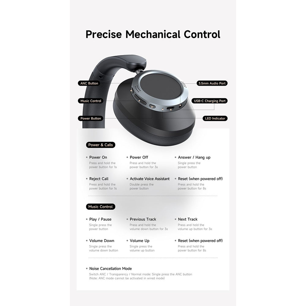 Casti Mcdodo Wireless T03 Series (HP-5820), On-Ear, Bluetooth V5.4, 500mAh, ANC Technology, Negru