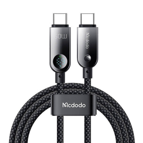 Cablu Mcdodo (CA-4780), Type-C to Type-C, PD60W, with Built-in LED Display, ABS + Nylon, 1.2m, Negru