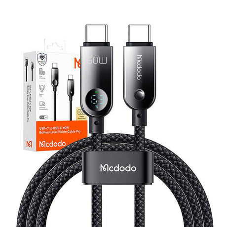 Cablu Mcdodo (CA-4780), Type-C to Type-C, PD60W, with Built-in LED Display, ABS + Nylon, 1.2m, Negru