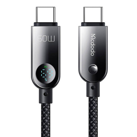 Cablu Mcdodo (CA-4780), Type-C to Type-C, PD60W, with Built-in LED Display, ABS + Nylon, 1.2m, Negru